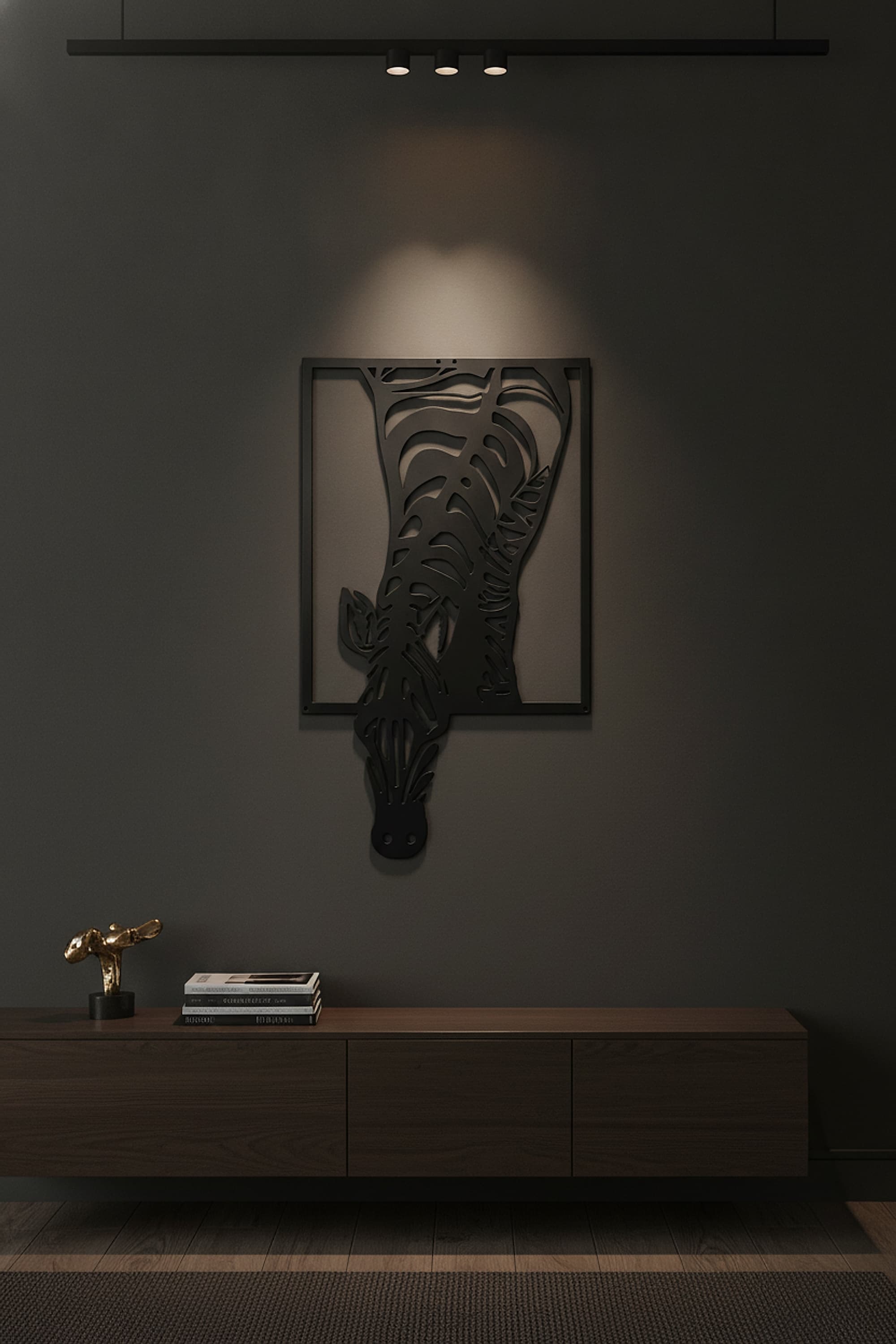 Çerçeveli Zürafa Metal Duvar Süsü | Minimal Hayvan Dekoru
