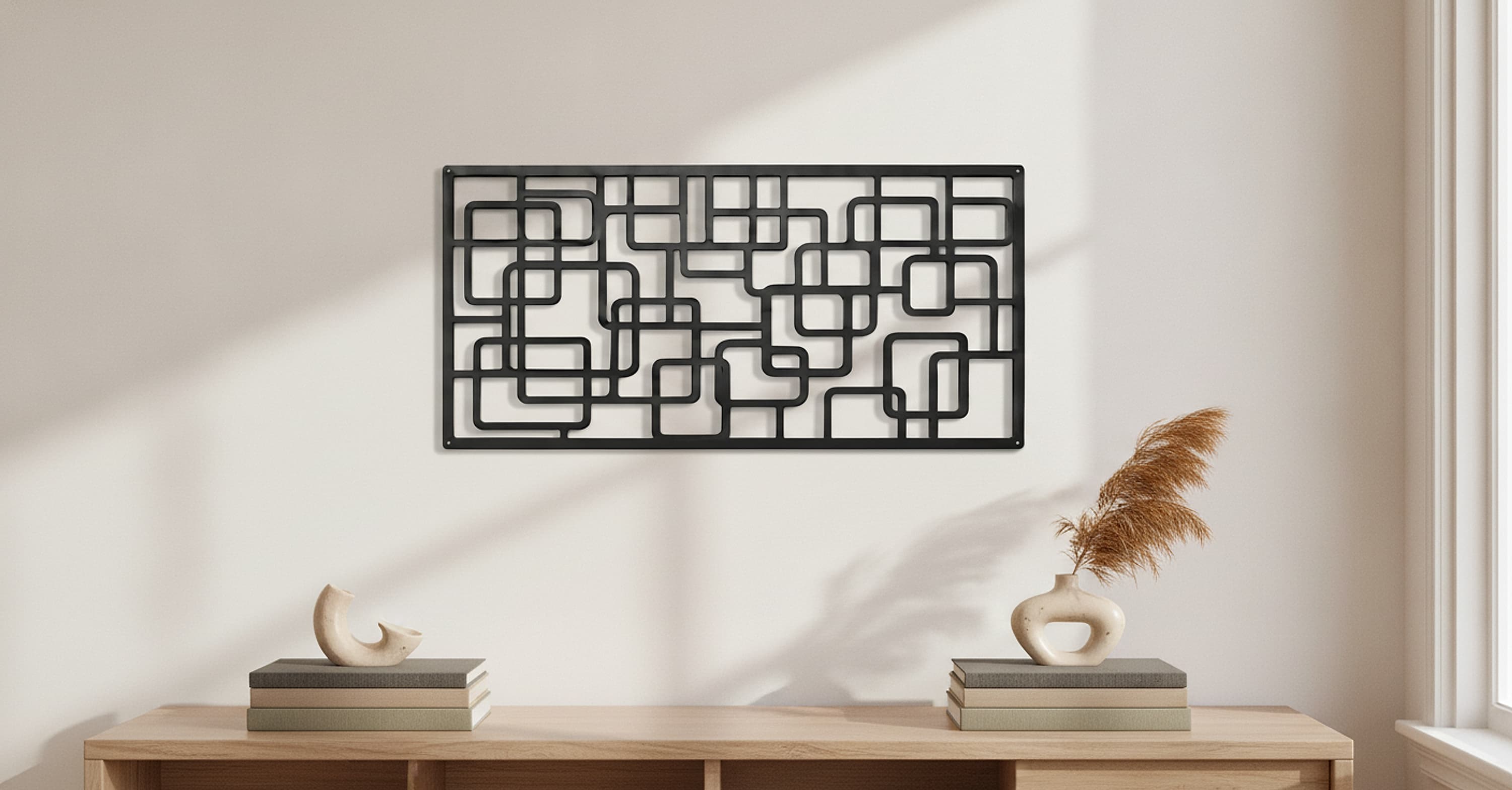 Dikdörtgen Geometrik Panel, 2 mm Metal Duvar Süsü