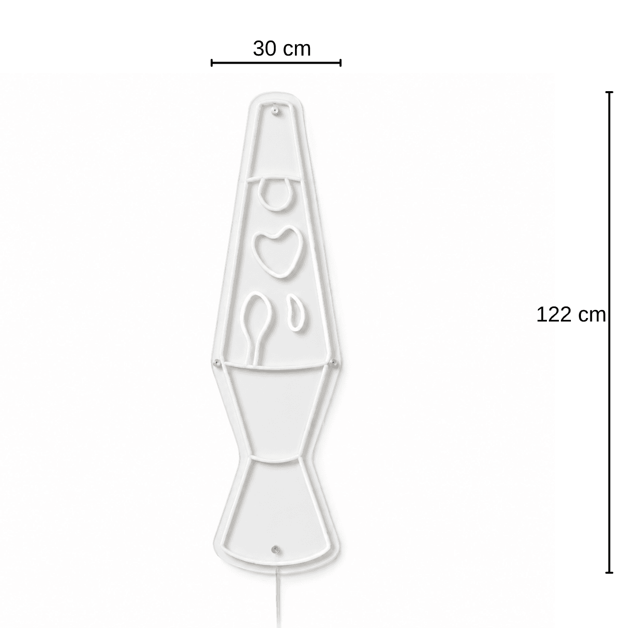 Minimal Lava Lamp Neon Duvar Dekoru, Vintage LED Işık 1.Nesil Neon Led 30x122cm