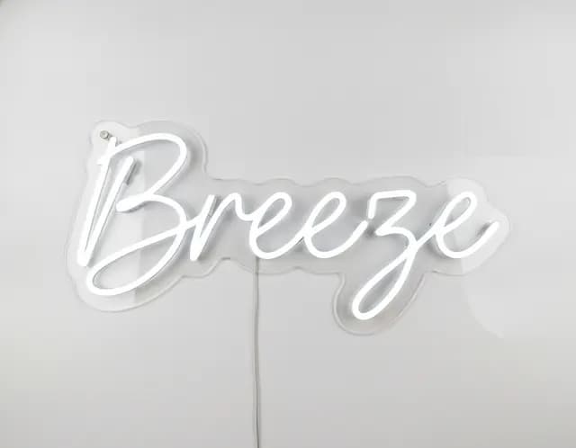 Breeze Yazılı Neon LED Duvar Lambası, El Yazısı Script Neon Tabela