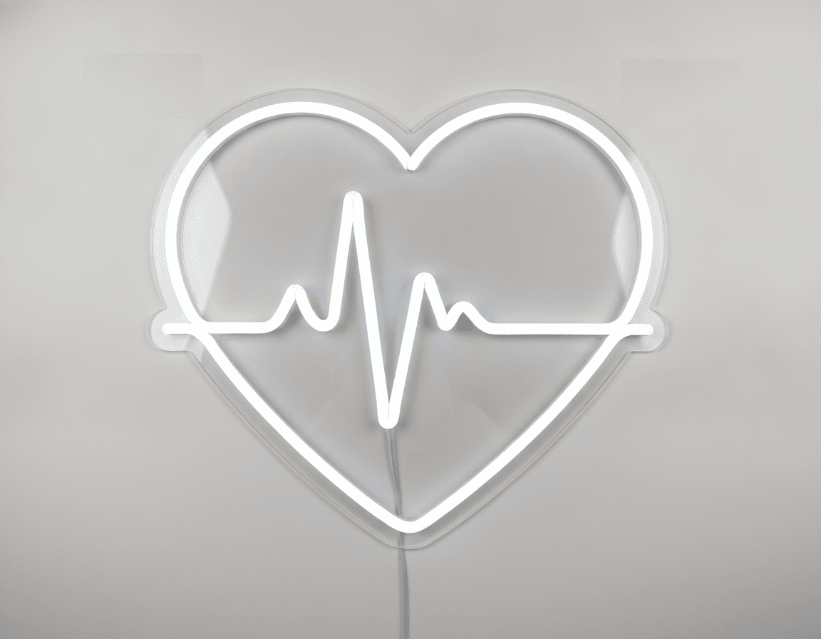 Kalp ve EKG Neon LED Duvar Lambası, Heartbeat Neon Tabela