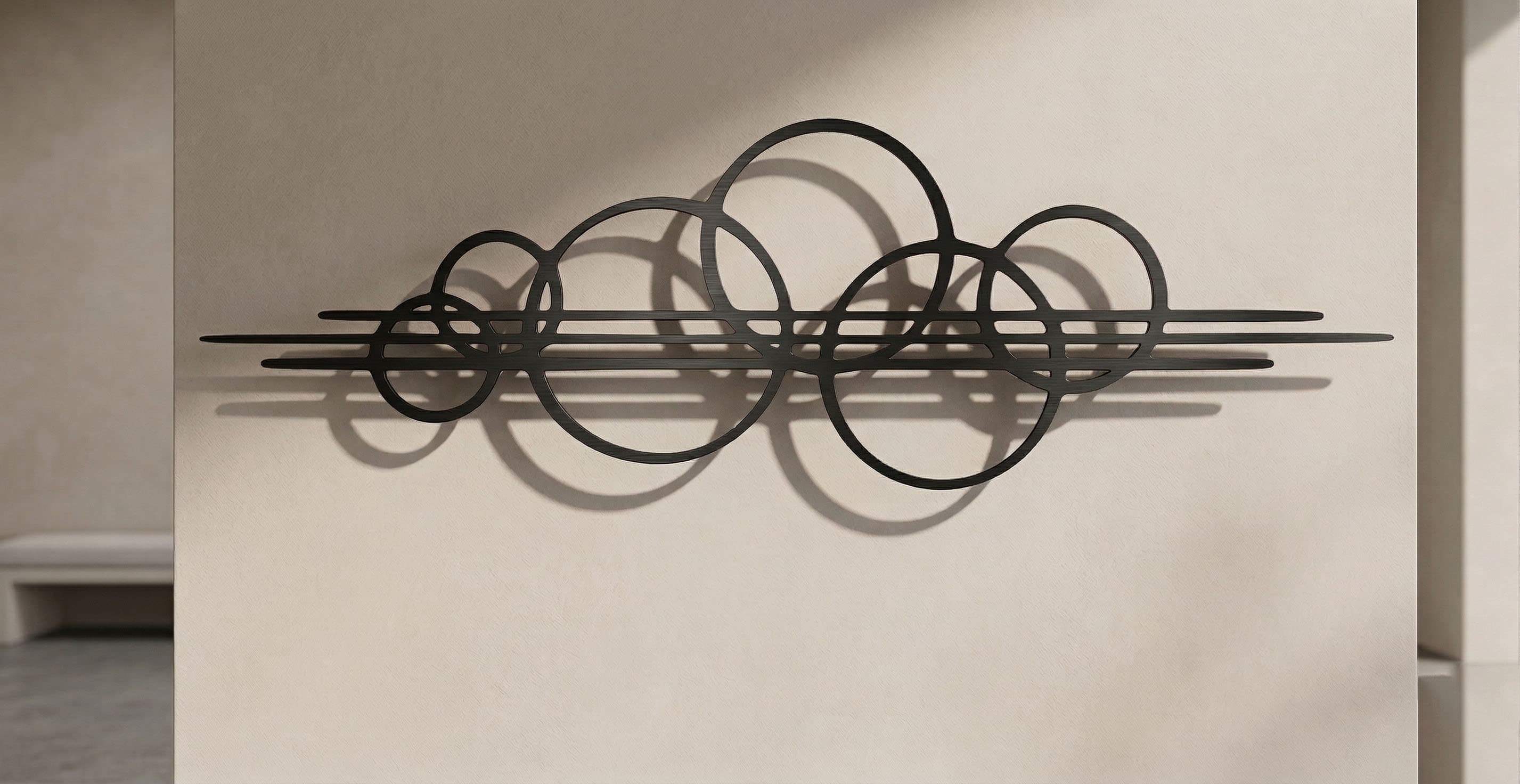 Minimalist Geometrik Metal Duvar Dekoru . Modern Daire Tasarımı
