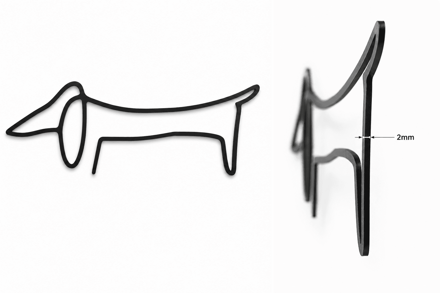 Minimalist Sosis Köpek Metal Duvar Dekoru , Modern Köpek Figürlü Metal Duvar Süsü