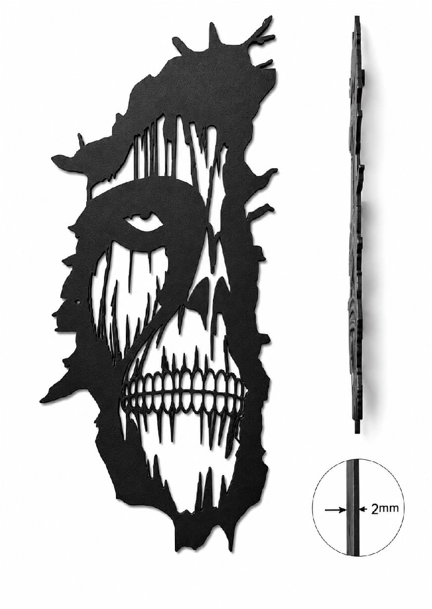 Kuru Kafa Metal Duvar Dekoru ,Gotik Siyah Metal Duvar Süsü