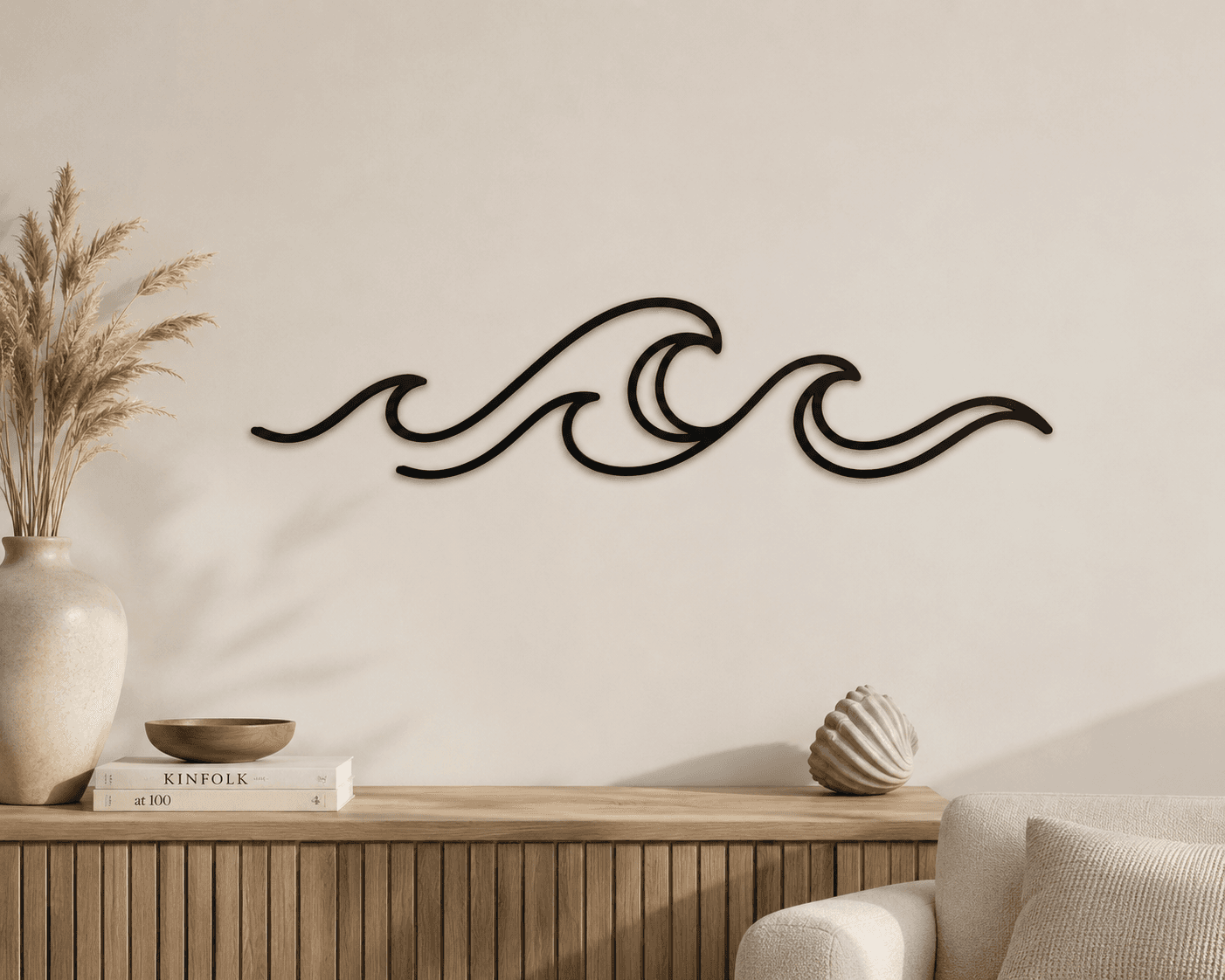 Okyanus Dalgası Metal Duvar Dekoru, Minimalist Deniz Temalı Metal Tablo