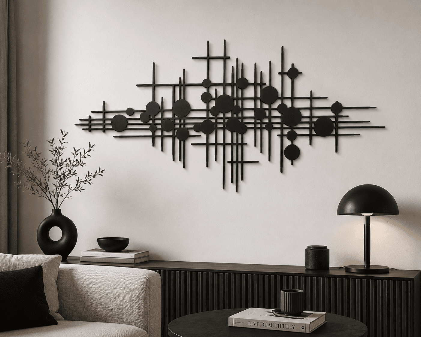 Minimalist Geometrik Metal Duvar Süsü ,Çağdaş Salon Dekoru