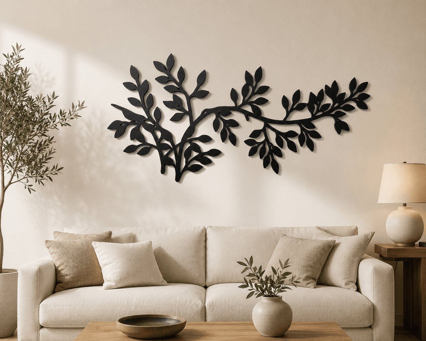 Doğadan İlham Alan Metal Duvar Dekoru ,Yaprak Dalı Metal Wall Art