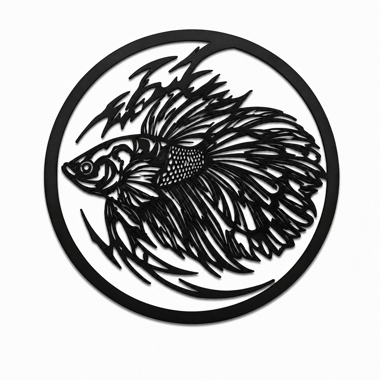 Japon Balığı Stilinde Metal Duvar Dekoru , Yuvarlak Modern Metal Tablo