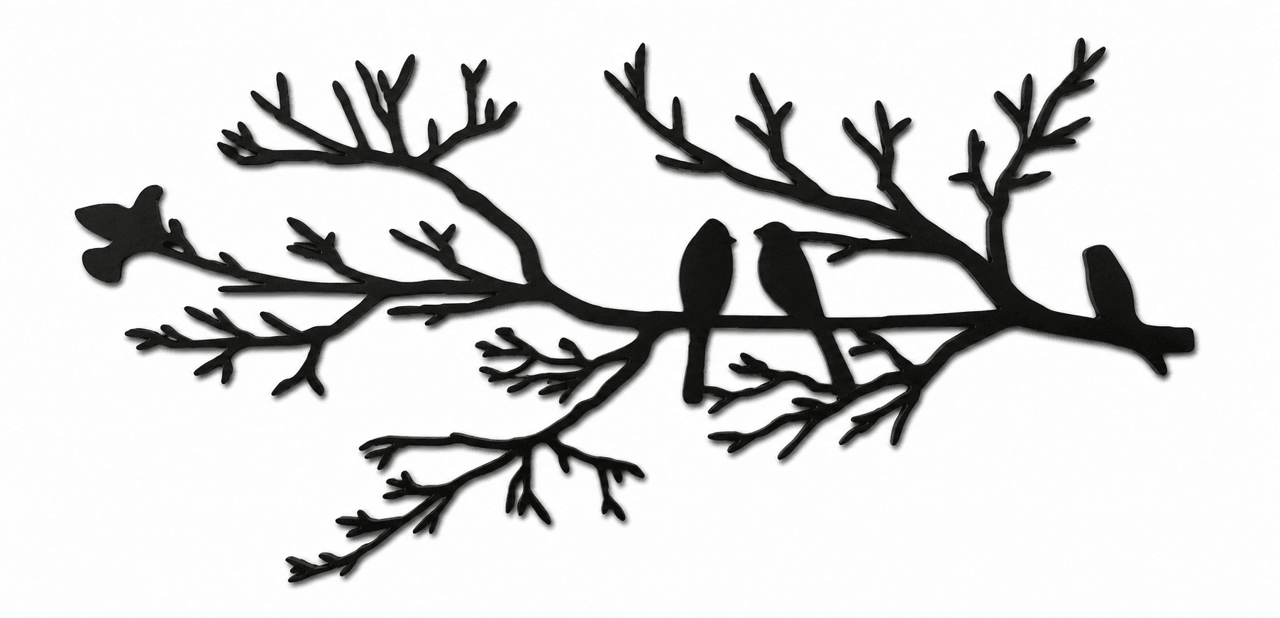 Botanik Kuş Metal Duvar Süsü ,Modern Siyah Metal Wall Art