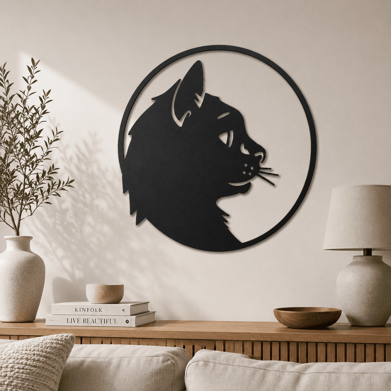 Kedi Profili Metal Duvar Süsü ,Minimal Ev ve Ofis Dekoru