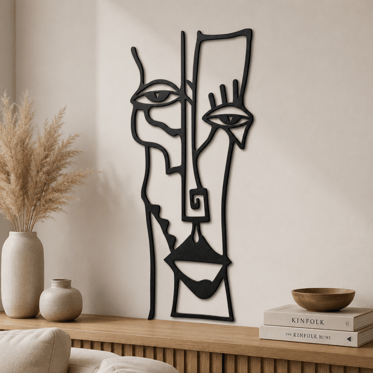 Minimalist Yüz Metal Duvar Tablosu ,Çağdaş Sanat Ev Dekoru