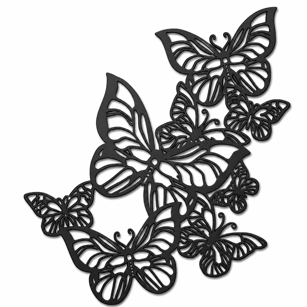 Kelebek Sürüsü Metal Duvar Dekoru, Kelebek Metal Tablo, 2 mm Metal Duvar Süsü