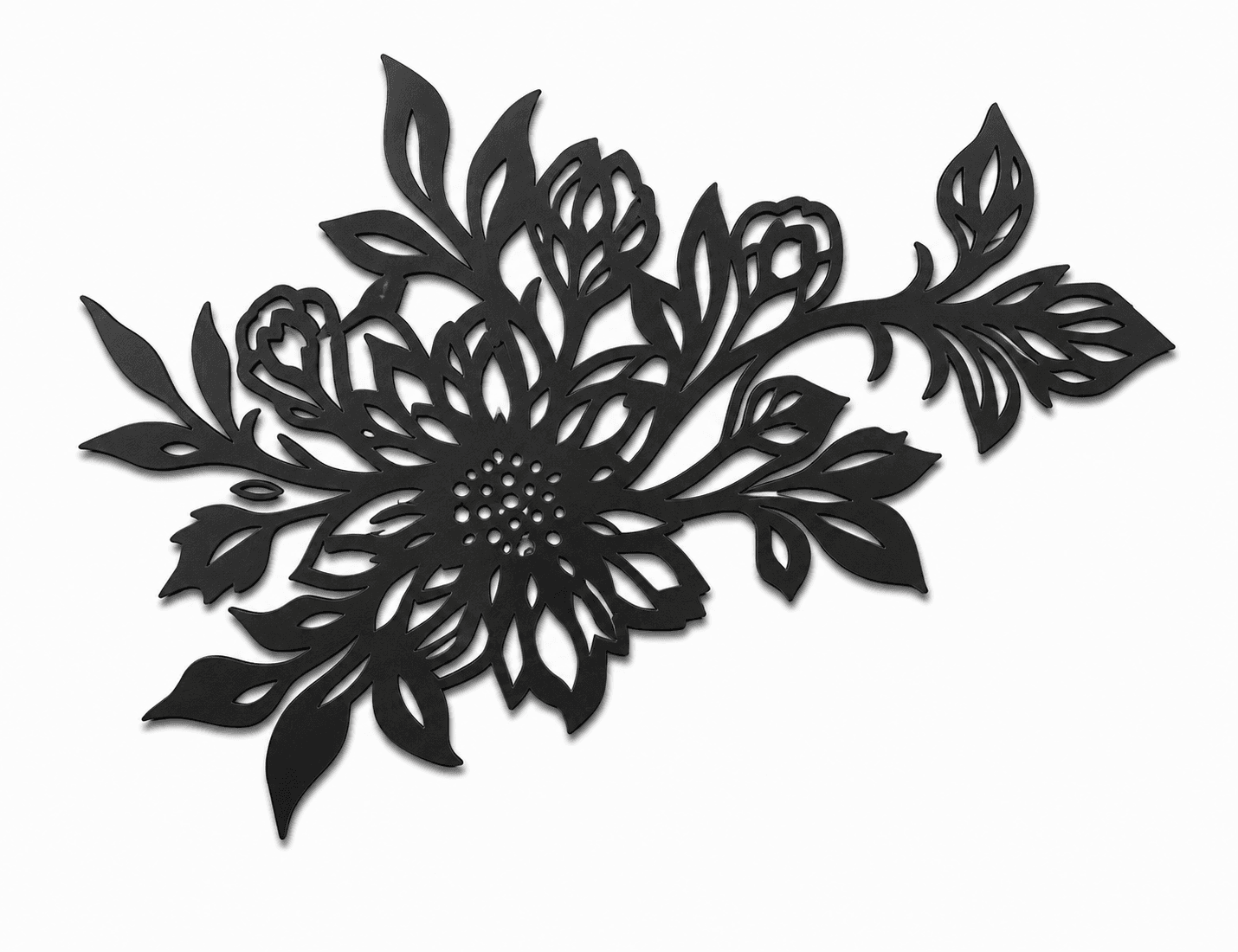 Ayçiçeği ve Kır Çiçekleri Metal Duvar Dekoru, Çiçek Buketi Metal Tablo, 2 mm Metal Duvar Süsü