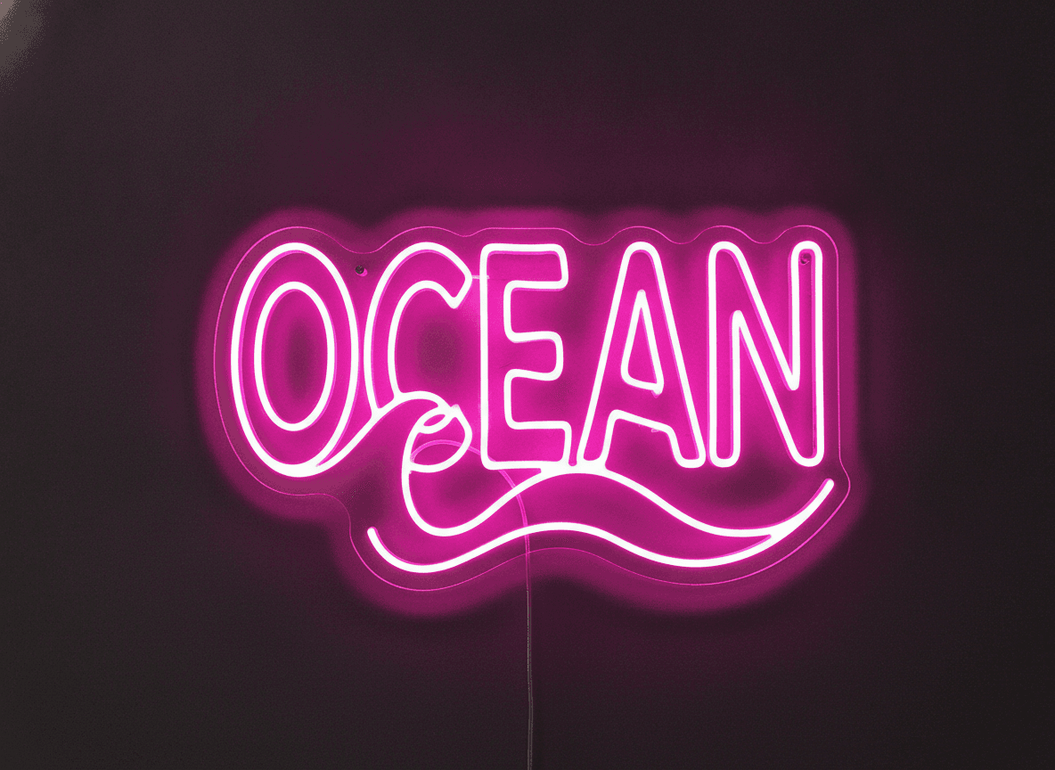 Ocean Neon Duvar Dekoru, Deniz Temalı Modern LED Işık