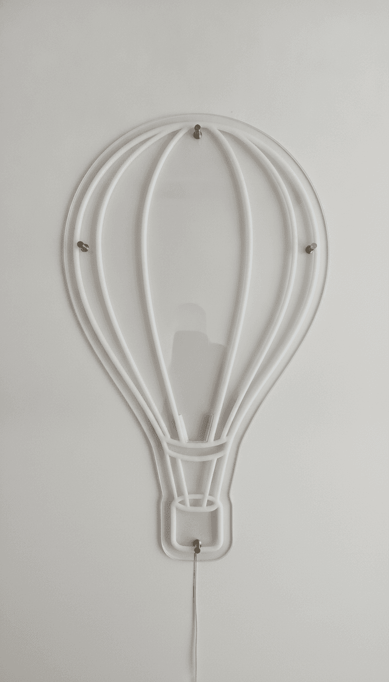 Sıcak Hava Balonu Neon Duvar Dekoru, Seyahat Temalı Modern LED Işık