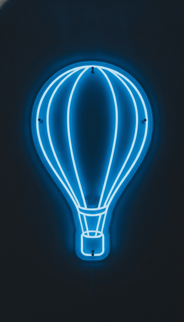 Sıcak Hava Balonu Neon Duvar Dekoru, Seyahat Temalı Modern LED Işık