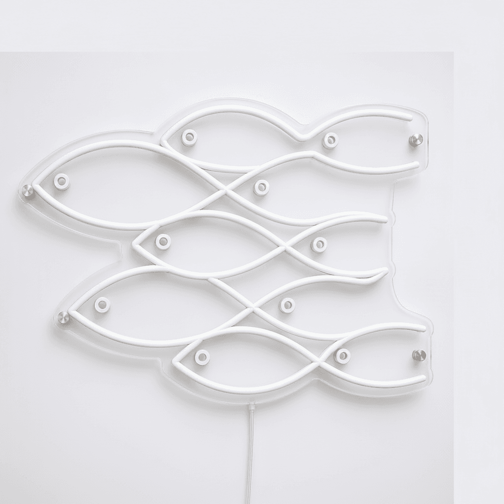 Balık Sürüsü Neon Duvar Dekoru 1.Nesil Neon Led 90x60cm