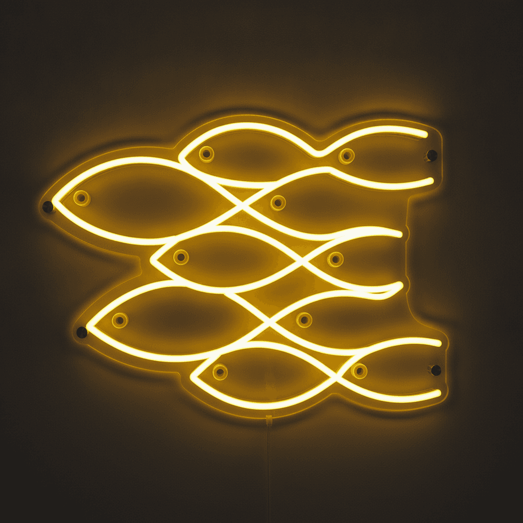 Balık Sürüsü Neon Duvar Dekoru 1.Nesil Neon Led 90x60cm