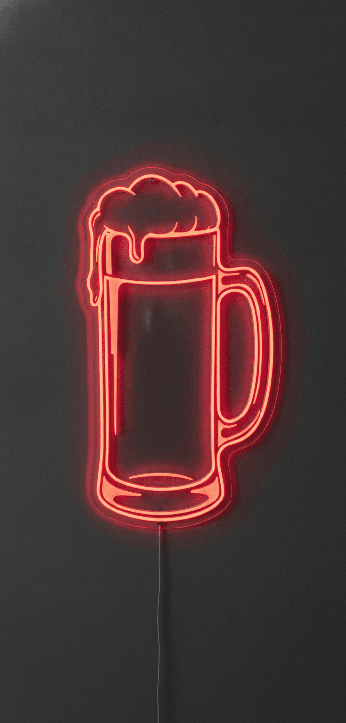 Bira Bardağı Neon LED Duvar Lambası, Köpüklü Beer Mug Neon Tabela