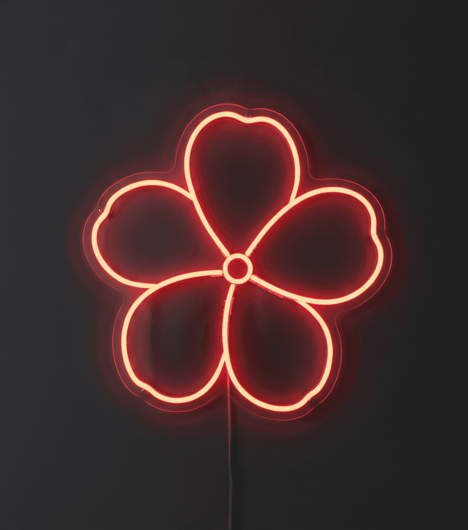 Çiçek Neon Duvar Dekoru, Modern Floral LED Işık