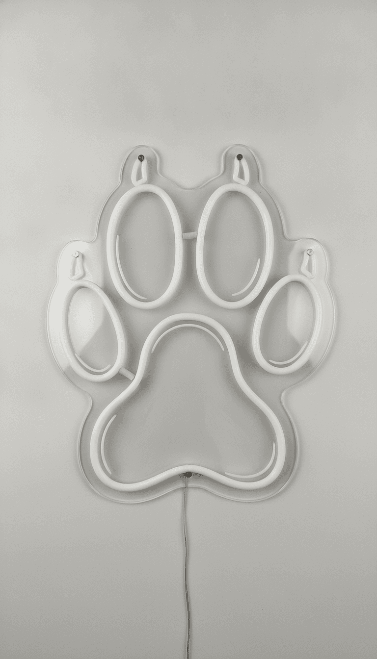 Pati İzi Neon LED Duvar Lambası, Minimal Paw Print Neon Tabela
