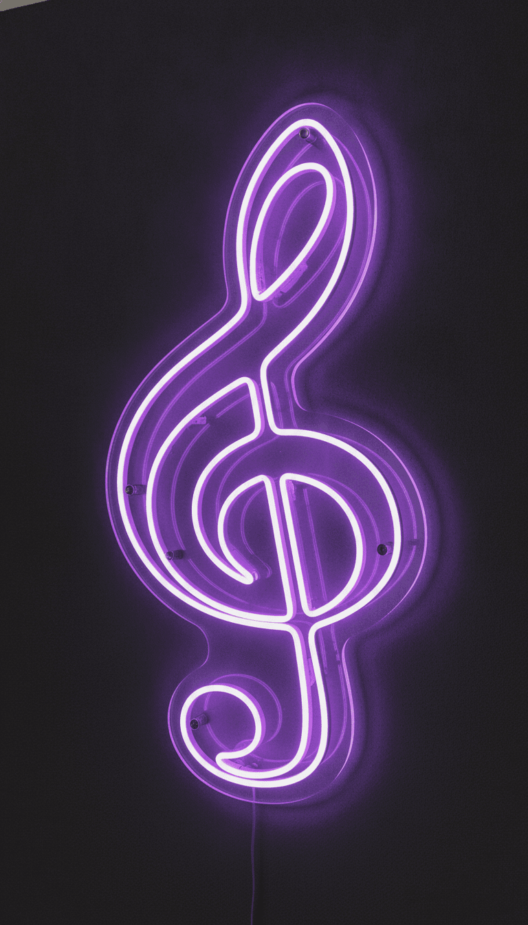Sol Anahtarı Neon Duvar Dekoru, Müzik Temalı Modern LED Işık