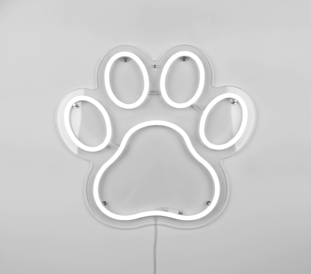 Paw Print Neon Duvar Dekoru, Kedi ve Köpek Temalı LED Işık