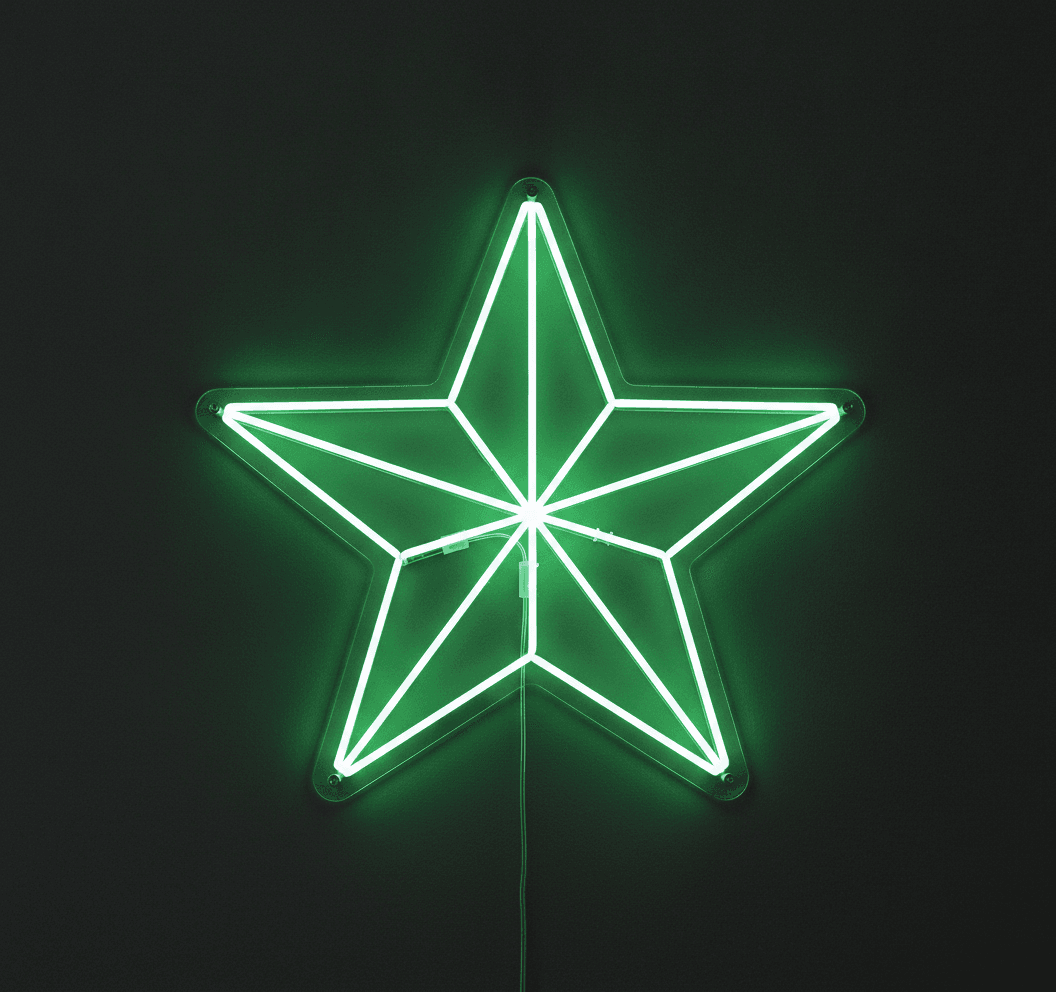 Beş Köşeli Geometrik Yıldız Neon Duvar Dekoru,Neon Tabela