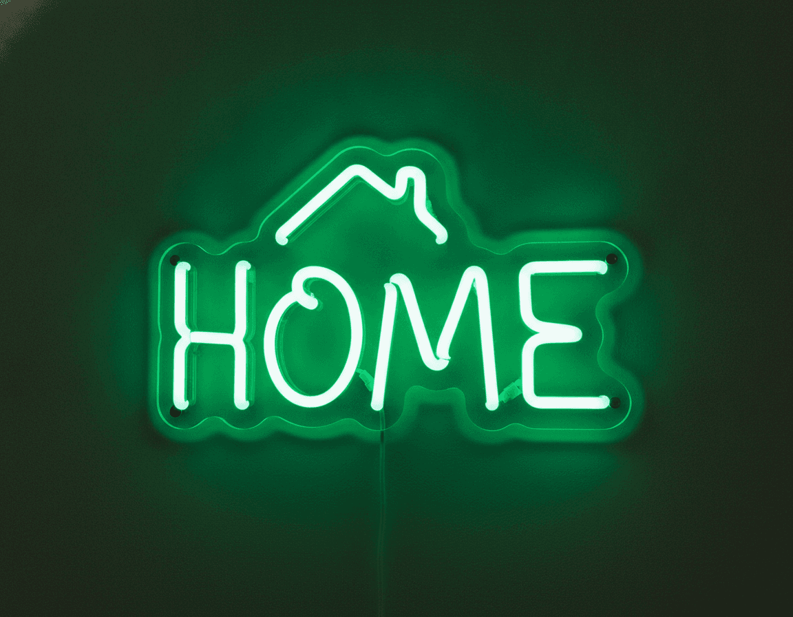 Home House Neon Tabela, Giriş, Salon ve Ev Dekoru İçin Duvar Süsü