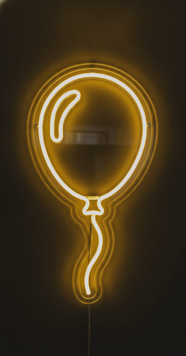 Balon Neon Duvar Dekoru, Parti ve Kutlama Temalı Modern LED Işık