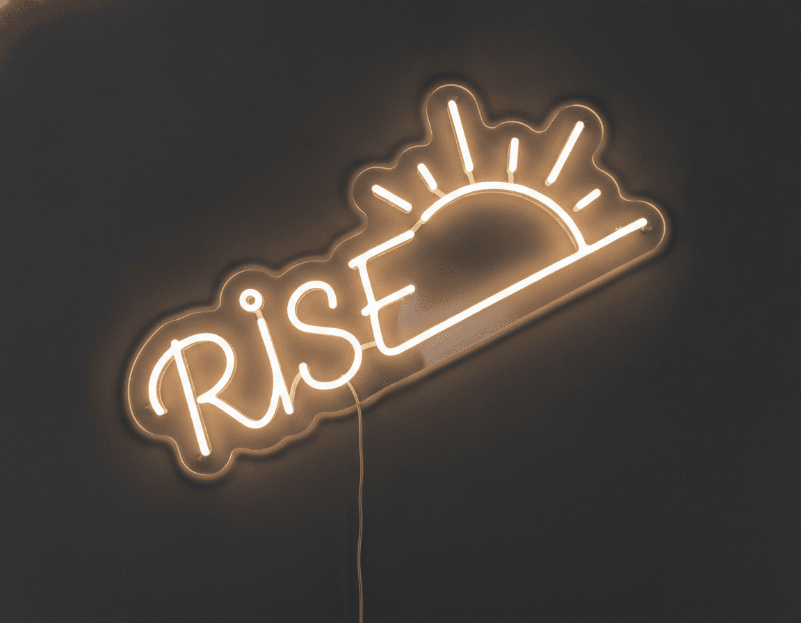 Rise Neon Duvar Dekoru, Sunrise Temalı Modern LED Işık