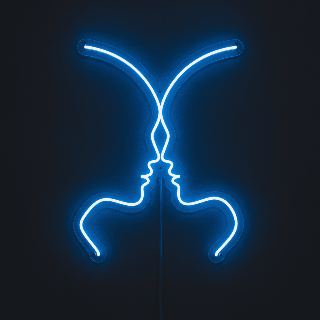 Minimal Çift Silüeti Neon LED Duvar Lambası, Line Art Lovers Neon Tabela