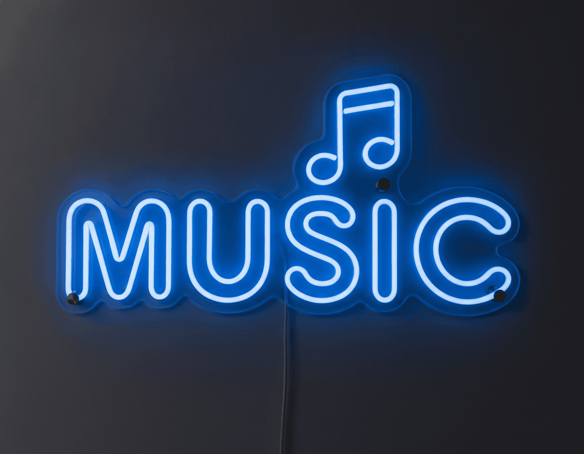 Music Neon Duvar Dekoru, Müzik Temalı Modern LED Işık