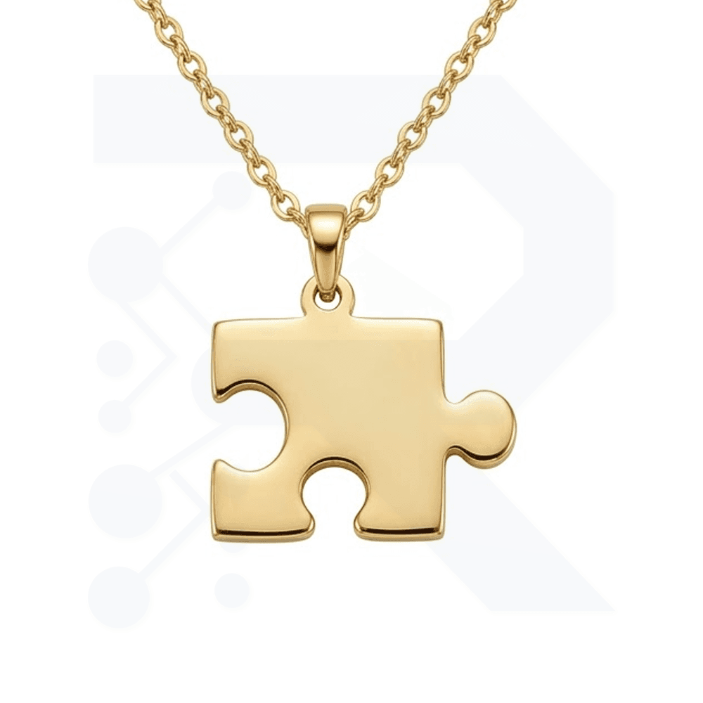925 Ayar Gümüş Altın Kaplama Puzzle Kolye