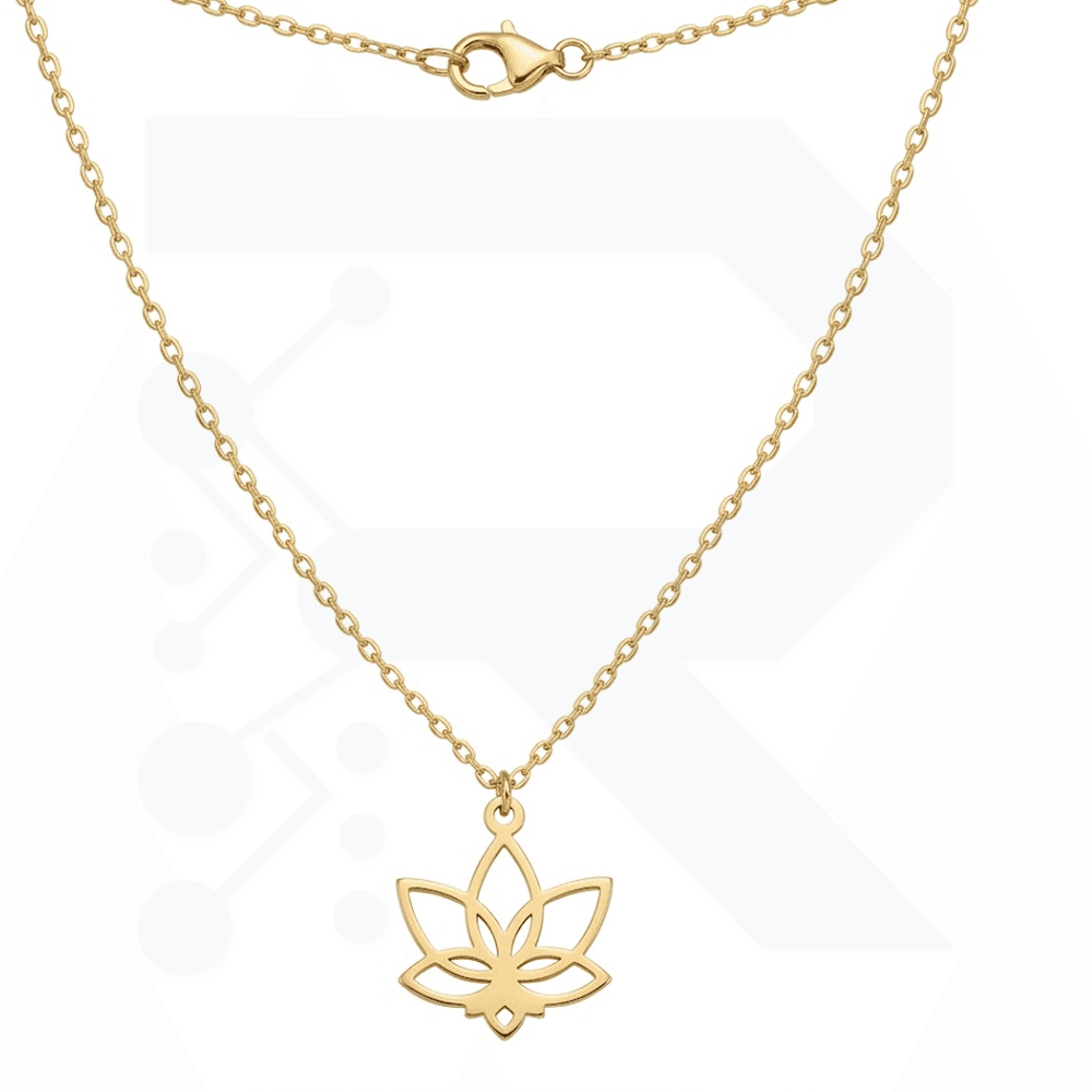 925 Ayar Gümüş Altın Kaplama Lotus Kolye
