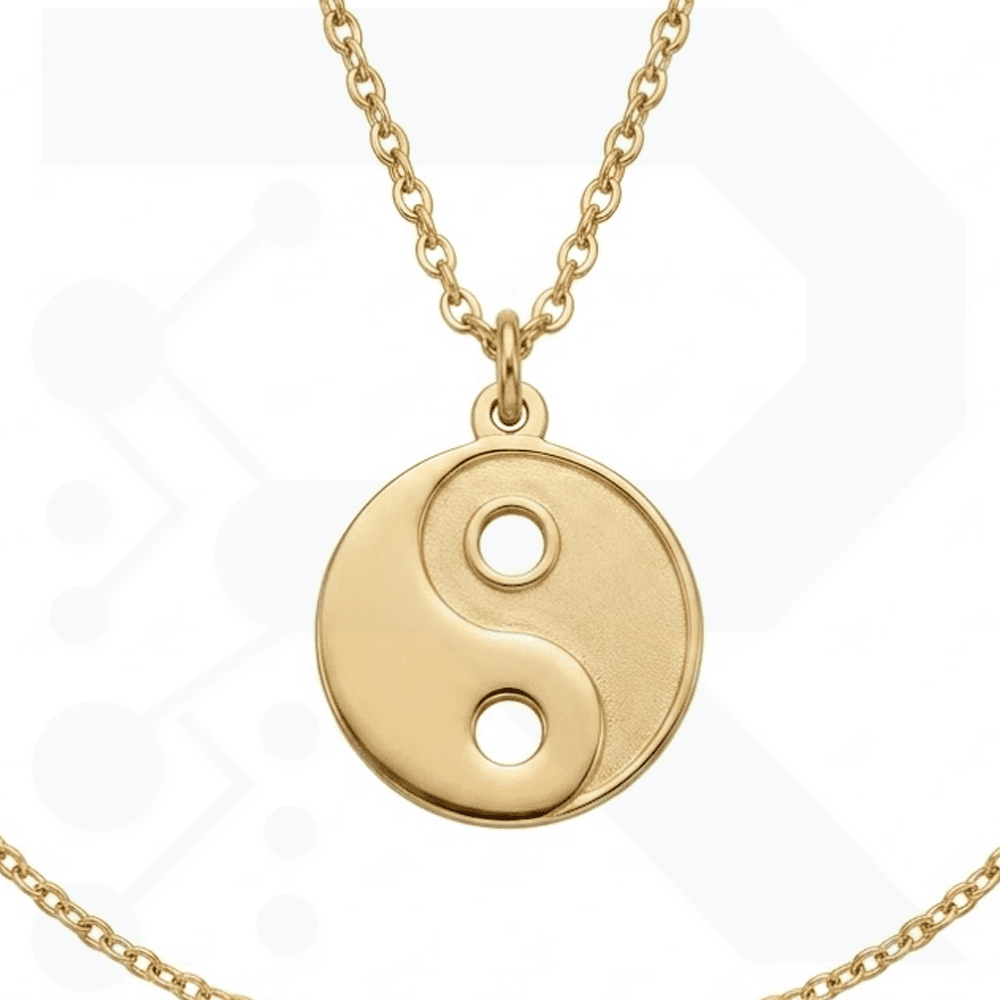 925 Ayar Gümüş Altın Kaplama Ying Yang Kolye