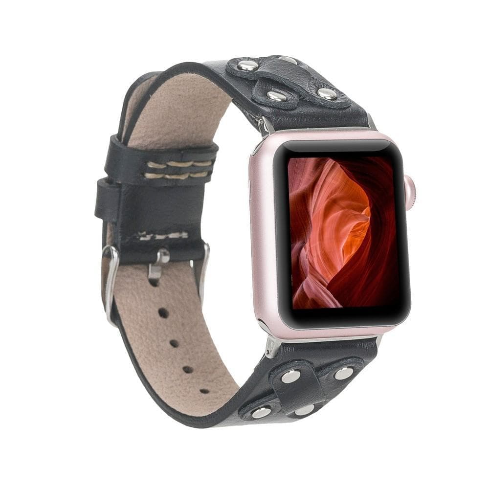 Cross Deri Apple Watch Kordonu, Gümüş Trok Detaylı