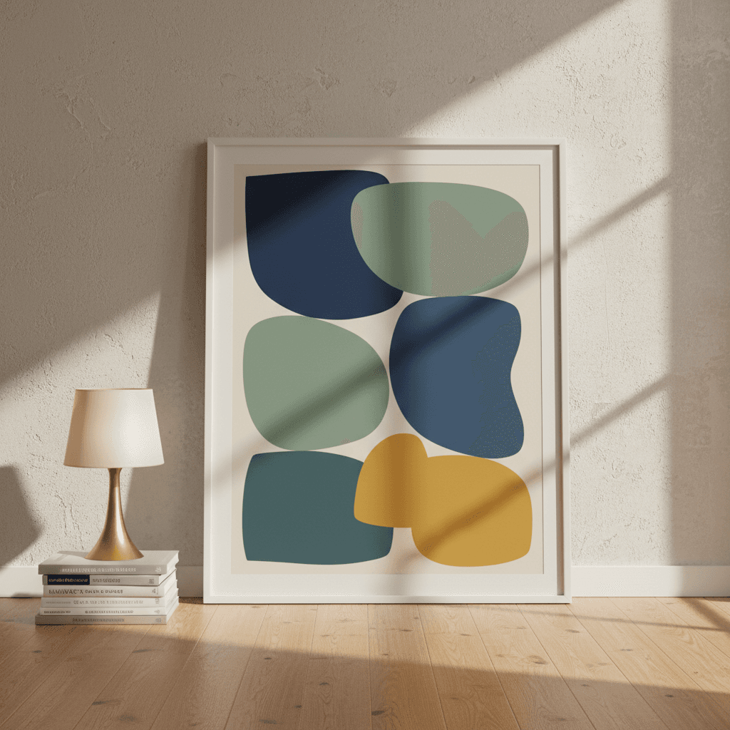 Amazon cerceveli sanat posteri - cool tonlu soyut