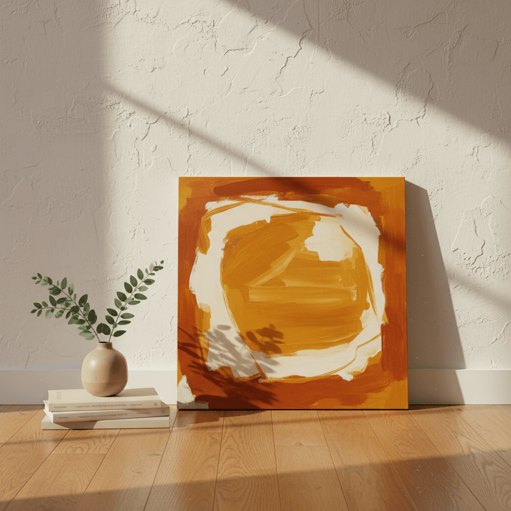 Etsy soyut sicak tonlu cerceveli kanvas tablo